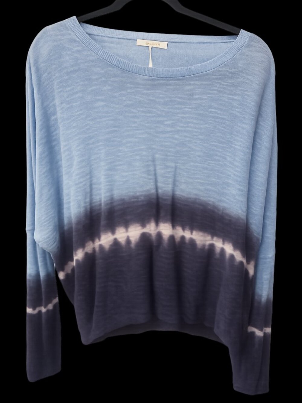 STITCHDROP Blue & Navy Tie-Dye Ombre Long Sleeve Lightweight Sweater, size large